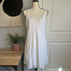 Elegant White Lace Trim Slip Dress